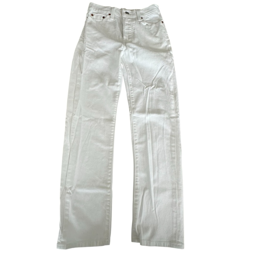 Levi's Women Wedgie Straight Fit High Rise Button Fly Jeans White  26 x 28